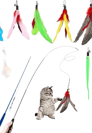 “FeatherPlay – Caña Interactiva con Plumas para Gatos”