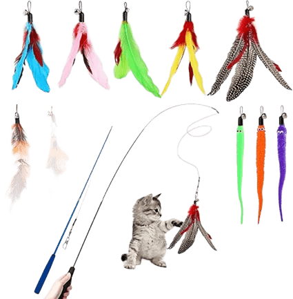 “FeatherPlay – Caña Interactiva con Plumas para Gatos”